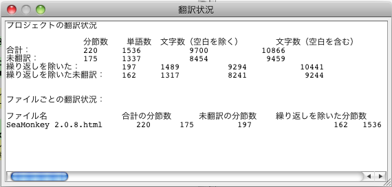 翻訳状況はその都度確認できます。